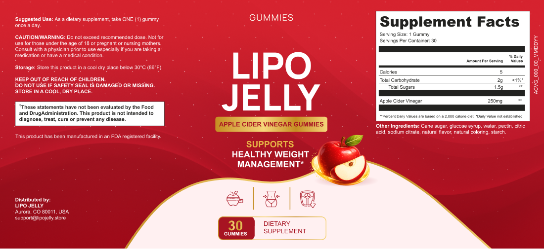 Lipo Jelly — full product label including ingredients, Supplement Facts and manufacturer information